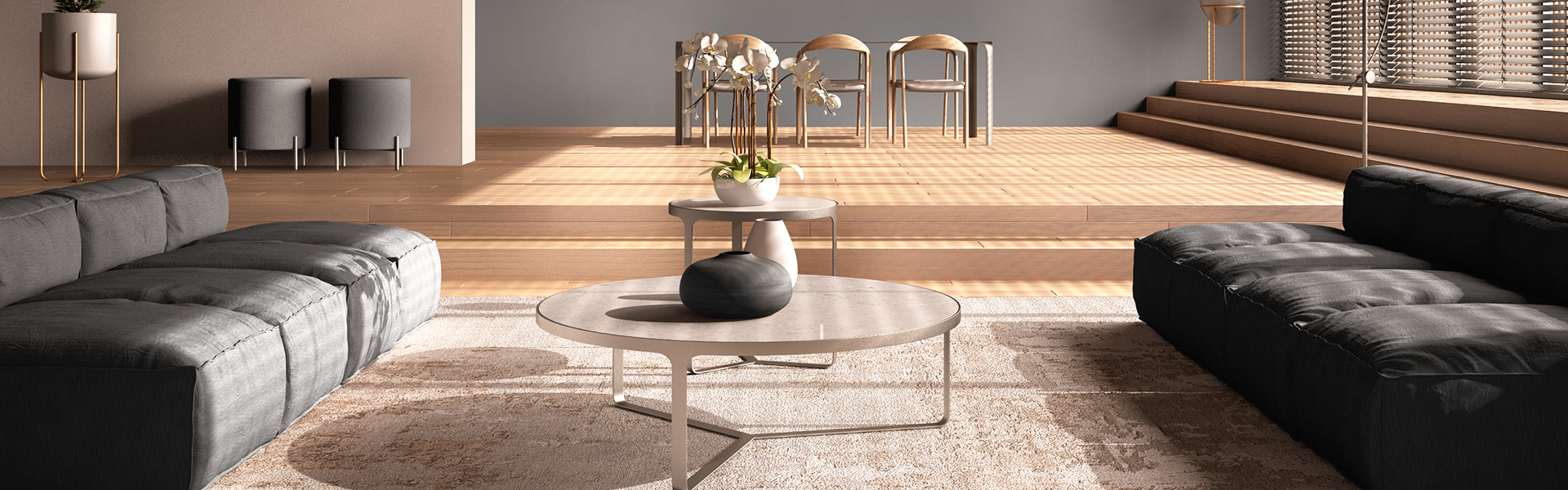Modern,Living,Room,In,Gray,Tones,,Hall,,Open,Space,With